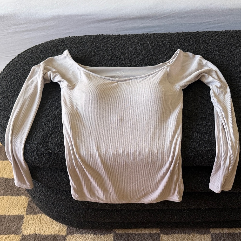 Klassy Network grey cream Drape Neck Blouse